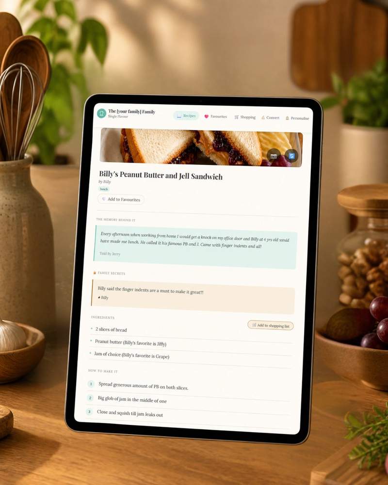 Flavour of Family on a tablet